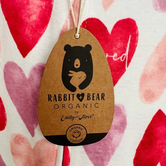 Rabbit + Bear Organic Cotton Watercolor Hearts Loved Coverall Size 18 Months NWT - Picture 7 of 10